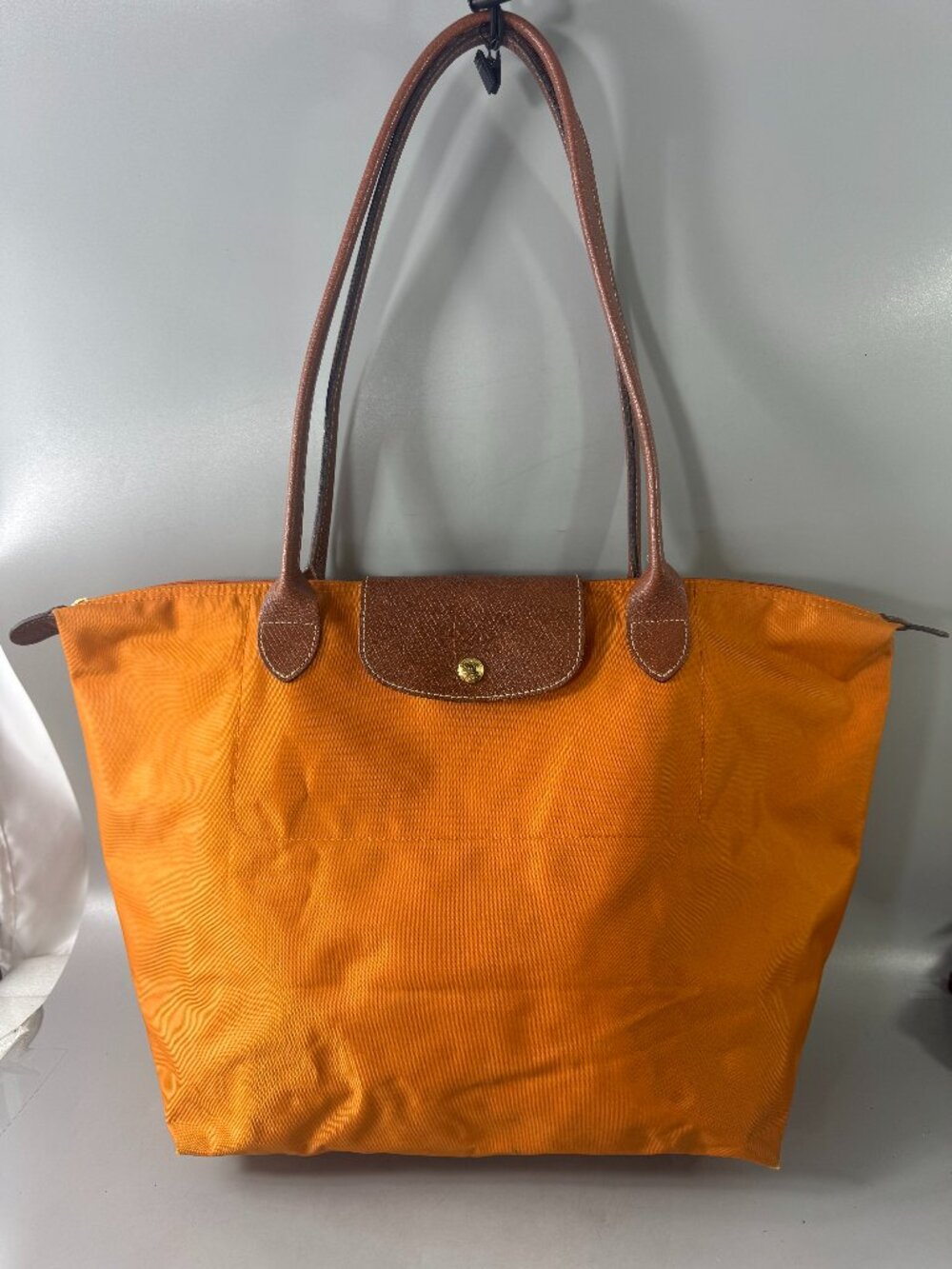 Longchamp Orange Nylon Le Pliage Large Tote Bag